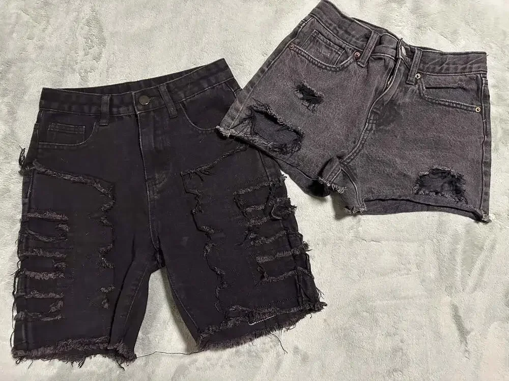 Bundle of 2 - Girls High-Rise Built-In Tough Distressed Denim Shorts, 10 Youth
